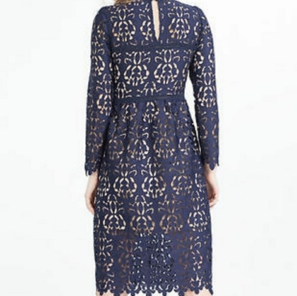 NWOT Zara Navy Blue Lace Guipure Embroidered Dress - Picture 5 of 8